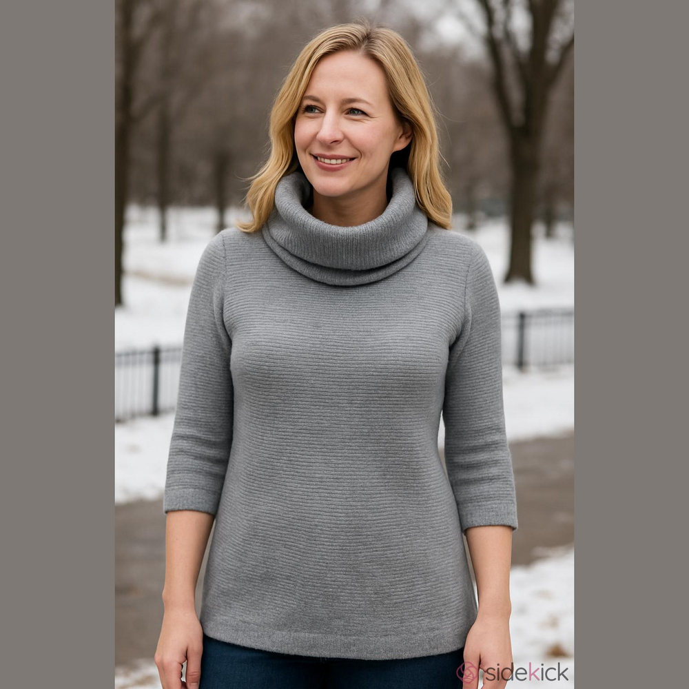 Merona Gray Textured Funnel Neck Sweatshirt Women's Medium